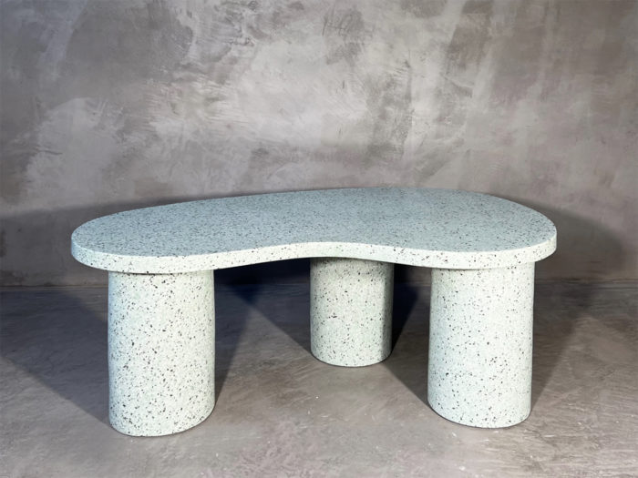 Terrazzo bord, sofabord, sidebord, kidney shape, mint terrazzo, marmor